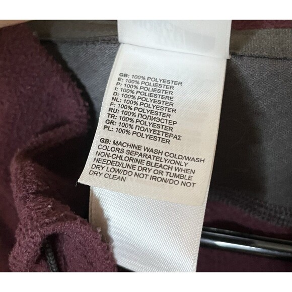 The North Face Mens Large Maroon Gray 1/4 Zip Up Fleece Pullover Used - Picture 6 of 7